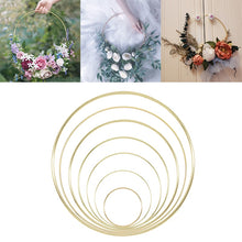 Load image into Gallery viewer, 1Pcs 10-40cm Iron Gold Metal Ring Portable Garland Baby Shower Wedding Bride Flowers Wreath Handmade Flowers Catcher Hoop Decor

