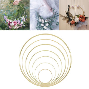1Pcs 10-40cm Iron Gold Metal Ring Portable Garland Baby Shower Wedding Bride Flowers Wreath Handmade Flowers Catcher Hoop Decor