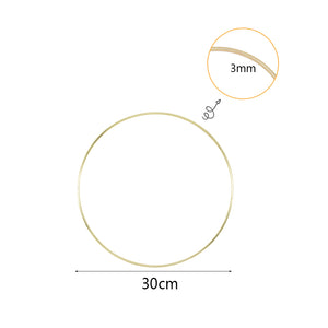 1Pcs 10-40cm Iron Gold Metal Ring Portable Garland Baby Shower Wedding Bride Flowers Wreath Handmade Flowers Catcher Hoop Decor