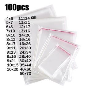 Wholesale 100/50pcs Transparent Self-adhesive Small Cello Self Sealing Bag package Thick Clear Cellophane OPP Plastic poly Bags