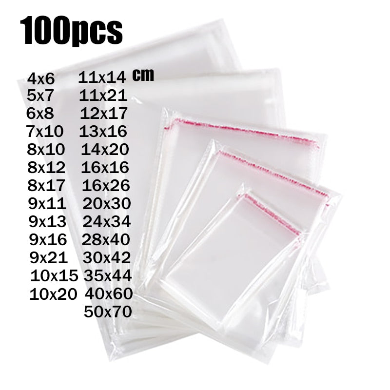Wholesale 100/50pcs Transparent Self-adhesive Small Cello Self Sealing Bag package Thick Clear Cellophane OPP Plastic poly Bags
